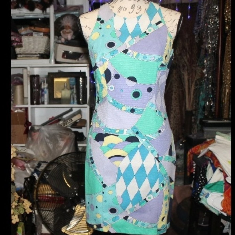 Vintage Very Pucci-Esque Laundry By Shelli Segal Shift Dress Sz 6 S/M - Picture 1 of 10